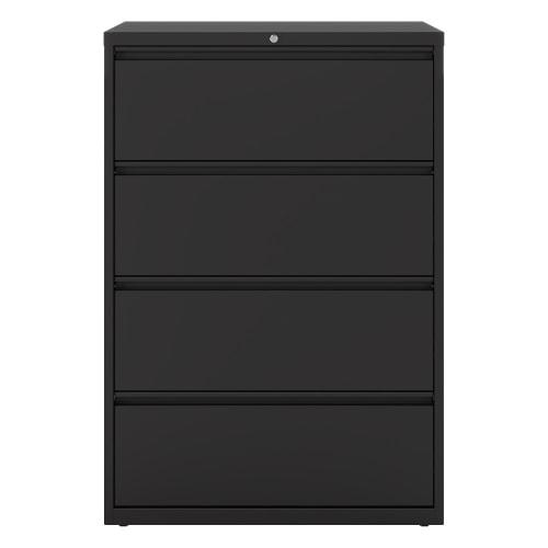 Hirsh 36" Wide 4 Drawer Metal Lateral File Cabinet, Black